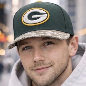 Green Bay Packers New Era 59Fifty Fitted Hat Size 8 Camo Brim Salute to Service